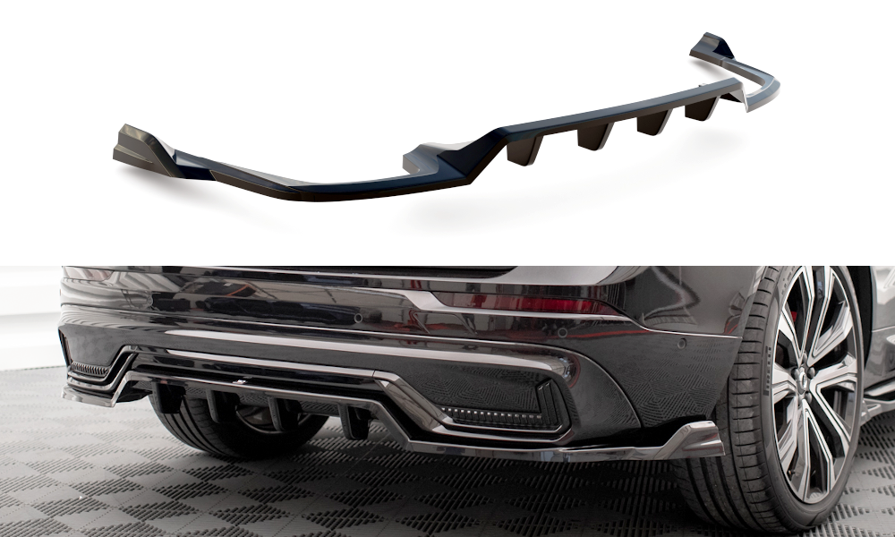Street+ Mittlerer Diffusor RACE passend für Volvo XC60 R-Design Mk2 Facelift schwarz Hochglanz – Ansicht 2