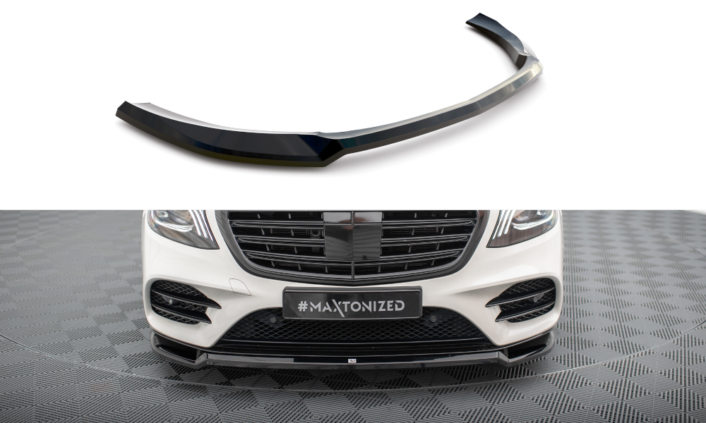Street+ Spoilerlippe Front Ansatz V.1 passend für Mercedes-Benz S AMG-Line W222 Facelift schwarz Hochglanz – Ansicht 2