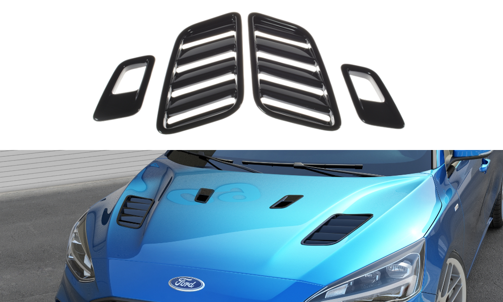Motorhauben Luftschlitze Ford Focus ST-Line / ST Mk4 schwarz Hochglanz – Ansicht 2