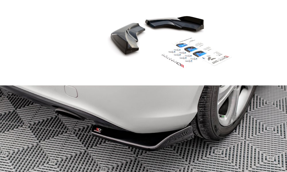 Heck Ansatz Flaps Diffusor V.1 passend für Mercedes-Benz A W176 schwarz Hochglanz – Ansicht 2