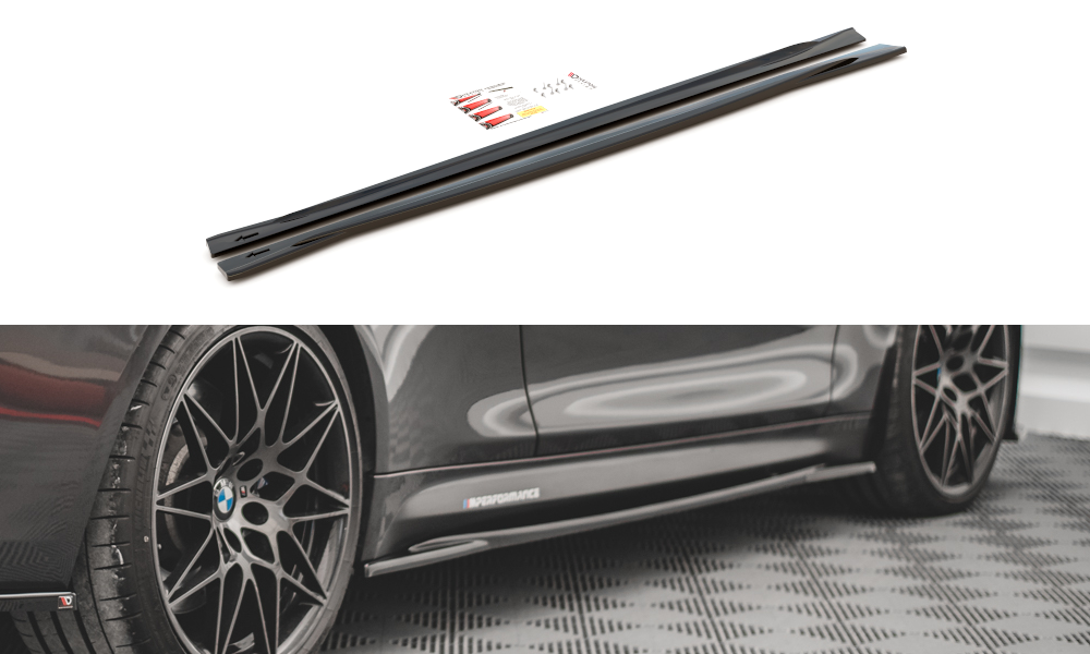 Street+ Seitenschweller Leisten V.2 passend für BMW M4 F82 schwarz Hochglanz – Ansicht 2