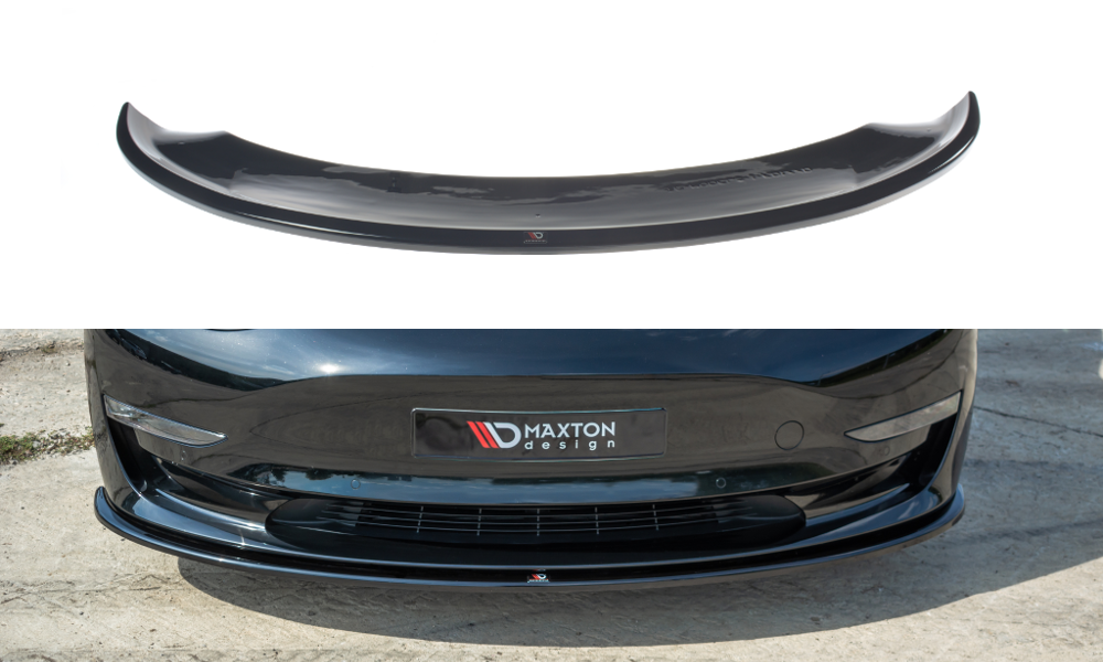 Street+ Spoilerlippe Front Ansatz passend für Tesla Model 3 schwarz Hochglanz – Ansicht 2