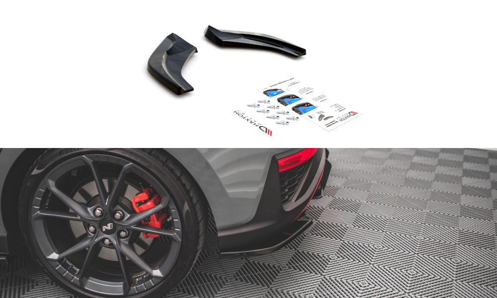 Heck Ansatz Flaps Diffusor V.2 passend für Hyundai I30 N Hatchback Mk3 Facelift schwarz Hochglanz – Ansicht 2