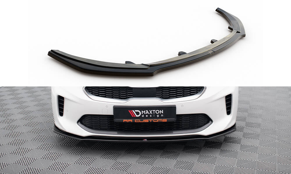 Street+ Spoilerlippe Front Ansatz V.1 passend für Kia Stinger GT / GT-Line / Standard Mk1 schwarz Hochglanz – Ansicht 2
