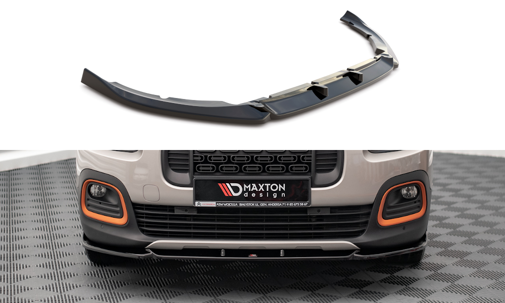 Street+ Spoilerlippe Front Ansatz passend für Citroen Berlingo Mk3 schwarz Hochglanz – Ansicht 2