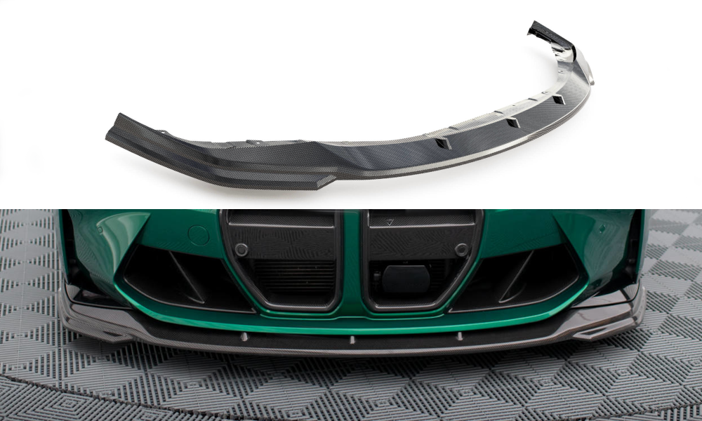 Prepreg Carbon Fiber Street+ Spoilerlippe Front Ansatz V.2 passend für BMW M3 Limousine / Touring G80 / G81 – Ansicht 2