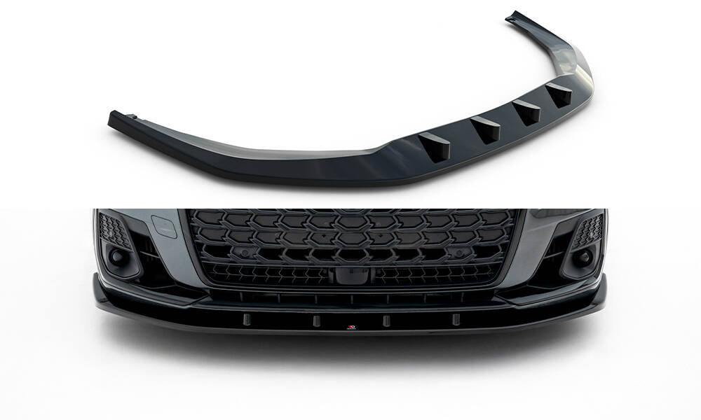 Street+ Spoilerlippe Front Ansatz V.1 passend für Audi S8 / A8 S-Line D5 Facelift schwarz Hochglanz – Ansicht 2