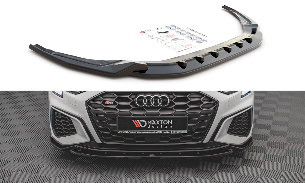 Street+ Spoilerlippe Front Ansatz V.2 passend für Audi S3 / A3 S-Line 8Y schwarz Hochglanz – Ansicht 2
