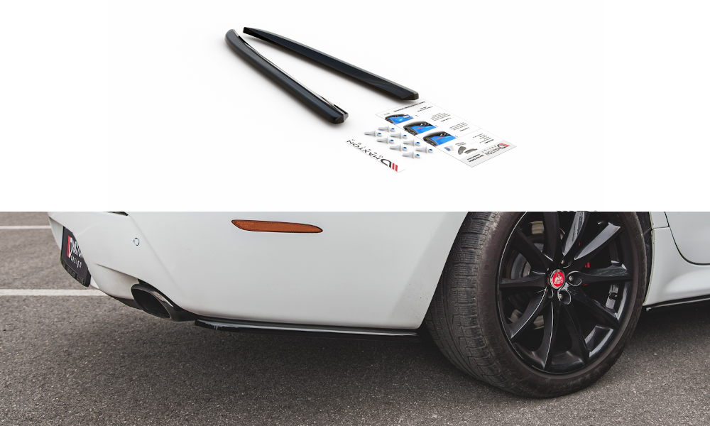 Heck Ansatz Flaps Diffusor passend für Jaguar XJ R-Sport X351 Facelift schwarz Hochglanz – Ansicht 2