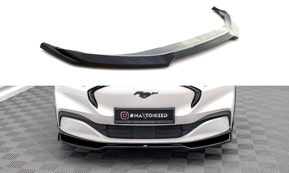 Street+ Spoilerlippe Front Ansatz V.2 passend für Ford Mustang Mach-E Mk1 schwarz Hochglanz – Ansicht 2