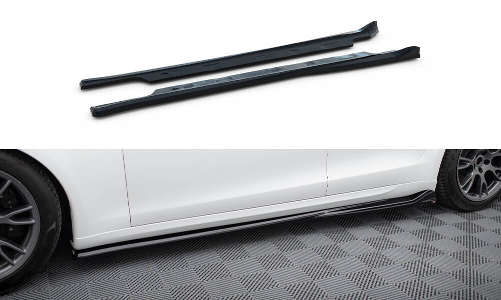 Street+ Seitenschweller Leisten passend für V.1 passend für Tesla Model S Plaid Mk1 Facelift schwarz Hochglanz – Ansicht 2