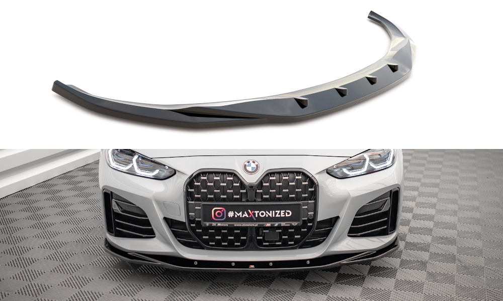Street+ Spoilerlippe Front Ansatz V.3 passend für BMW 4er / i4 Gran Coupe M-Paket / M440i G26 schwarz Hochglanz – Ansicht 2