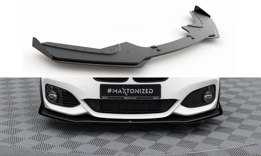 Street Pro Street+ Spoilerlippe Front Ansatz passend für V.3 + Flaps passend für BMW 1er F20 M-Paket Facelift / M140i  schwarz Hochglanz – Ansicht 2