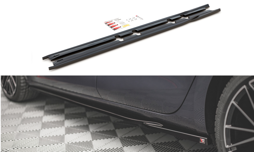 Street+ Seitenschweller Leisten passend für V.1 passend für Seat Leon FR ST / Hatchback Mk4 / Cupra Leon ST / Hatchback Mk1 / Mk1 Facelift schwarz Hochglanz – Ansicht 2