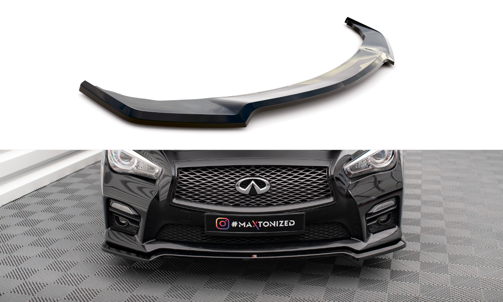 Street+ Spoilerlippe Front Ansatz V.1 passend für Infiniti Q50 S Mk1 schwarz Hochglanz – Ansicht 2
