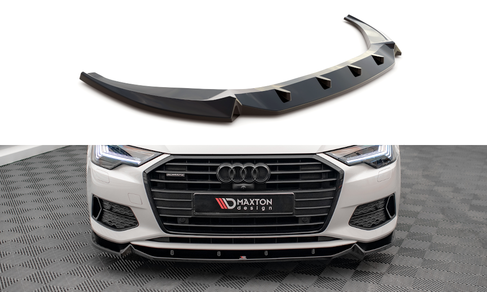 Street+ Spoilerlippe Front Ansatz V.2 passend für Audi A6 C8 schwarz Hochglanz – Ansicht 2