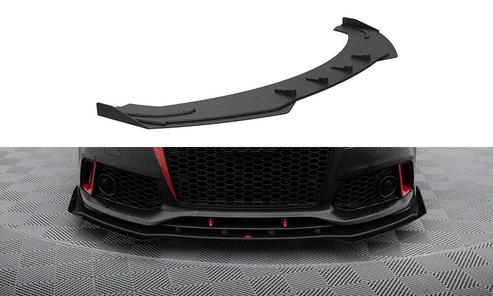 Street Pro Street+ Spoilerlippe Front Ansatz + Flaps passend für Audi A7 RS7 Look C7 schwarz Hochglanz – Ansicht 2