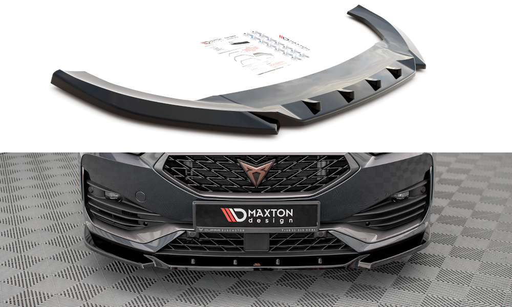 Street+ Spoilerlippe Front Ansatz V.3 passend für Cupra Leon Mk1 schwarz Hochglanz – Ansicht 2