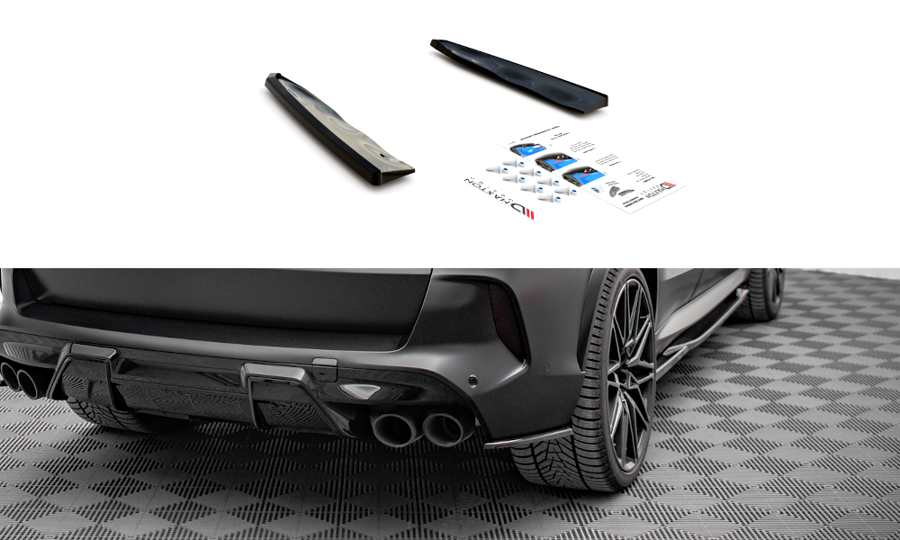 Heck Ansatz Flaps Diffusor passend für BMW X5M F95 / F95 Facelift schwarz Hochglanz – Ansicht 2