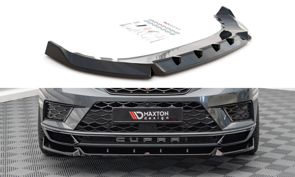 Street+ Spoilerlippe Front Ansatz V.1 passend für Cupra Ateca Mk1 schwarz Hochglanz – Ansicht 2