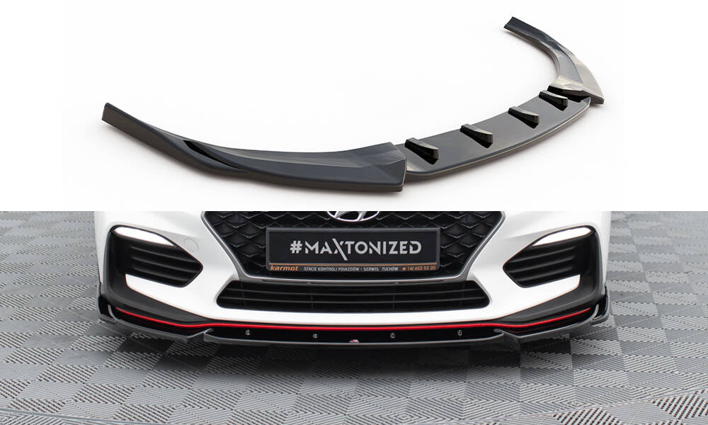 Street+ Spoilerlippe Front Ansatz V.5 passend für Hyundai I30 N Mk3 Hatchback/ Fastback schwarz Hochglanz – Ansicht 2