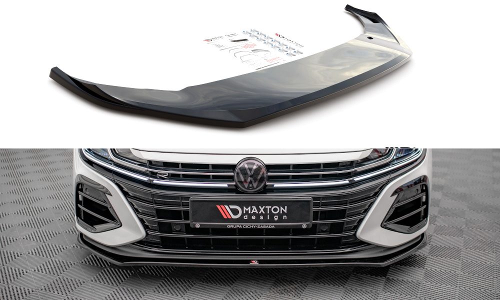 Street+ Spoilerlippe Front Ansatz V.3 passend für VW Arteon R Limousine / Shooting Brake Mk1 Facelift schwarz Hochglanz – Ansicht 2