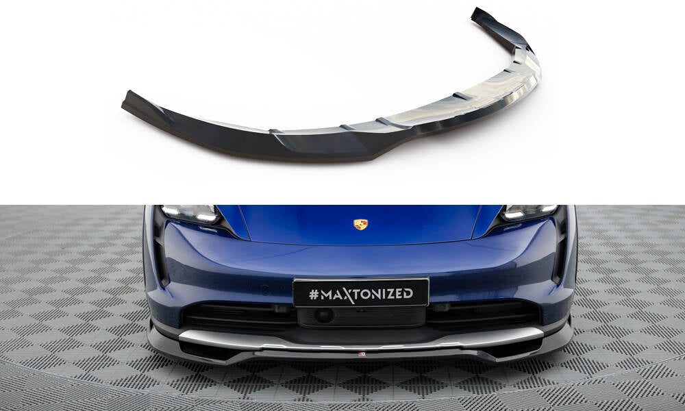 Street+ Spoilerlippe Front Ansatz passend für Porsche Taycan Cross Turismo 4S schwarz Hochglanz – Ansicht 2
