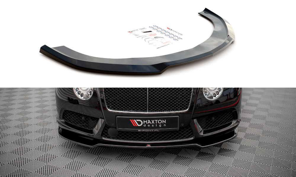 Street+ Spoilerlippe Front Ansatz V.1 passend für Bentley Continental GT V8 S Mk2 schwarz Hochglanz – Ansicht 2