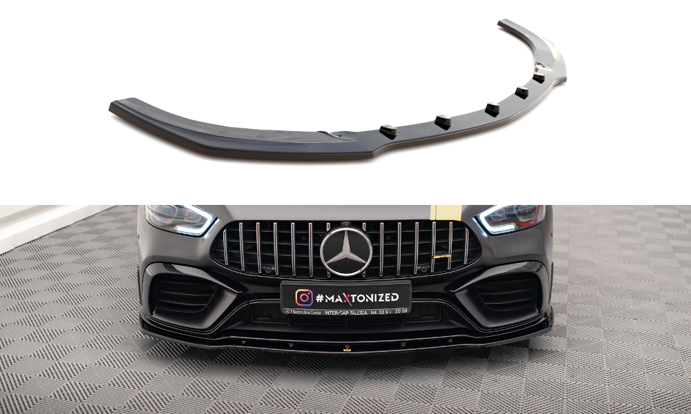 Street+ Spoilerlippe Front Ansatz V.2 passend für Mercedes-AMG GT 63S 4 Door Coupe Aero X290 schwarz Hochglanz – Ansicht 2