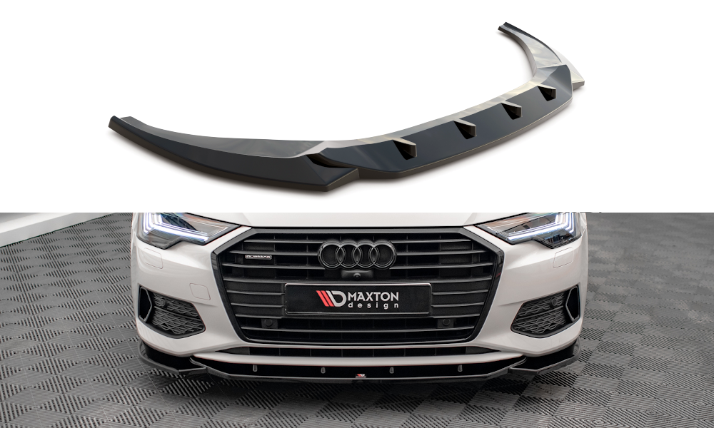 Street+ Spoilerlippe Front Ansatz V.1 passend für Audi A6 C8 schwarz Hochglanz – Ansicht 2