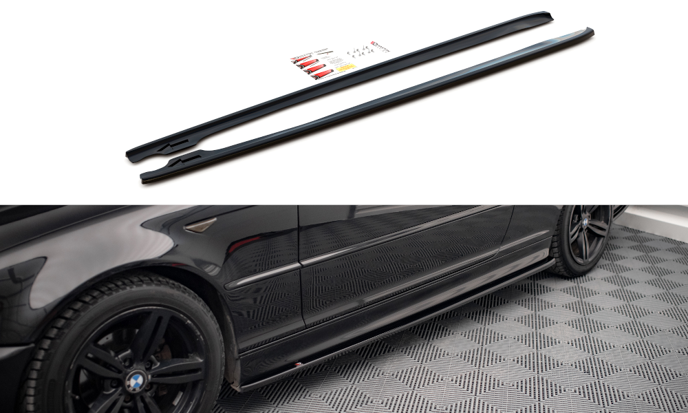Street+ Seitenschweller Leisten V.2 passend für BMW 3er Coupe M-Paket E46 schwarz Hochglanz – Ansicht 2