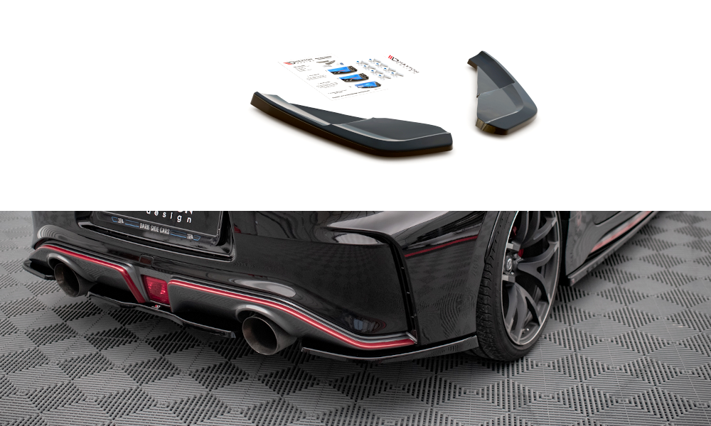 Heck Ansatz Flaps Diffusor passend für Nissan 370Z Nismo Facelift schwarz Hochglanz – Ansicht 2