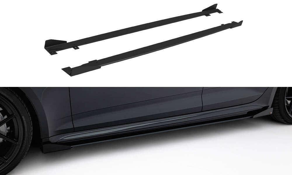 Street Pro Street+ Seitenschweller Leisten + Flaps passend für Audi RS5 Sportback F5 schwarz Hochglanz – Ansicht 2