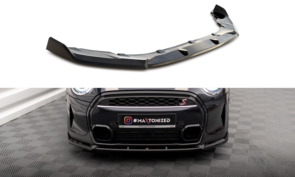 Street+ Spoilerlippe Front Ansatz V.2 passend für Mini Cooper S F56 Facelift schwarz Hochglanz – Ansicht 2