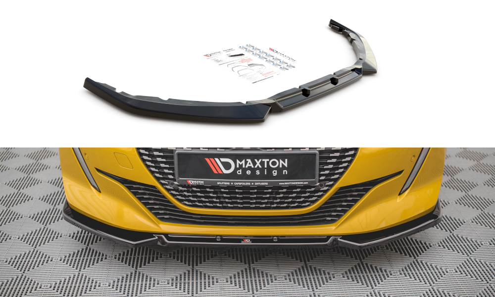 Street+ Spoilerlippe Front Ansatz V.1 passend für Peugeot 208 Mk2 schwarz Hochglanz – Ansicht 2