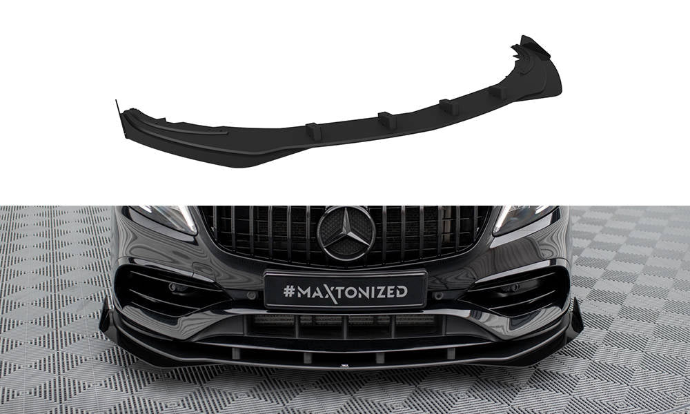 Street Pro Street+ Spoilerlippe Front Ansatz + Flaps passend für Mercedes-Benz A AMG-Line W176 Facelift schwarz Hochglanz – Ansicht 2