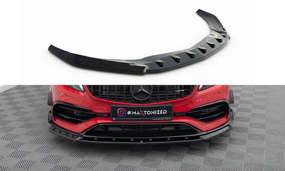 Street+ Spoilerlippe Front Ansatz V.1 passend für Mercedes-Benz A45 Aero W176 Facelift schwarz Hochglanz – Ansicht 2