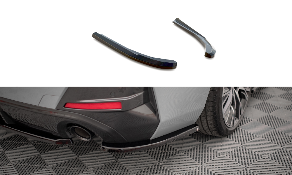 Heck Ansatz Flaps Diffusor V.1 passend für BMW 4er Gran Coupe M-Paket G26 schwarz Hochglanz – Ansicht 2