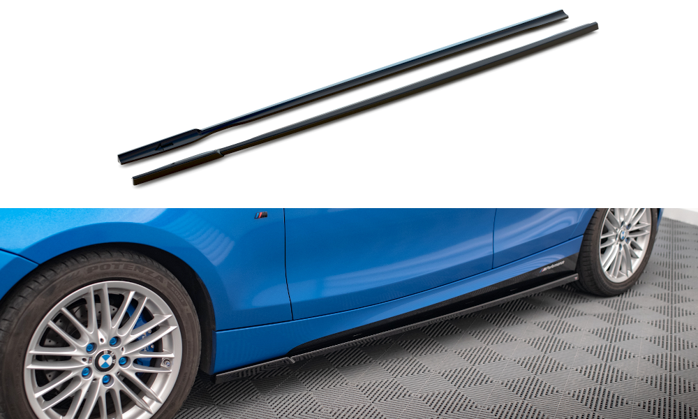 Street+ Seitenschweller Leisten passend für BMW 1er M-Paket E87 Facelift schwarz Hochglanz – Ansicht 2