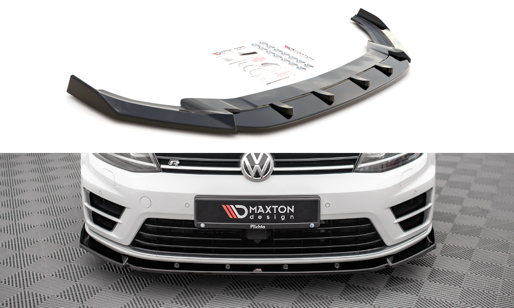 Street+ Spoilerlippe Front Ansatz V.4 passend für VW Golf R / R-Line Mk7 schwarz Hochglanz – Ansicht 2