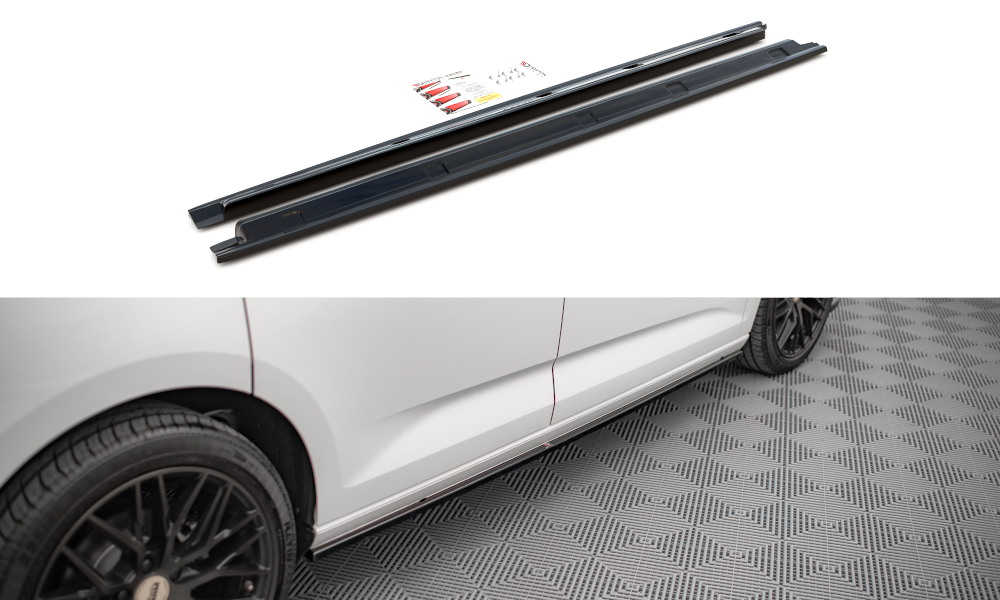 Street+ Seitenschweller Leisten passend für VW Caddy Mk5 / Ford Transit Connect Mk3 schwarz Hochglanz – Ansicht 2