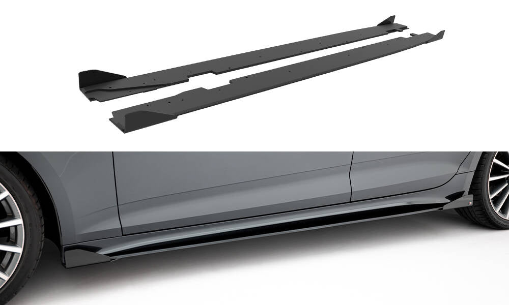 Street Pro Street+ Seitenschweller Leisten + Flaps passend für Audi A5 Sportback F5 Facelift schwarz Hochglanz – Ansicht 2