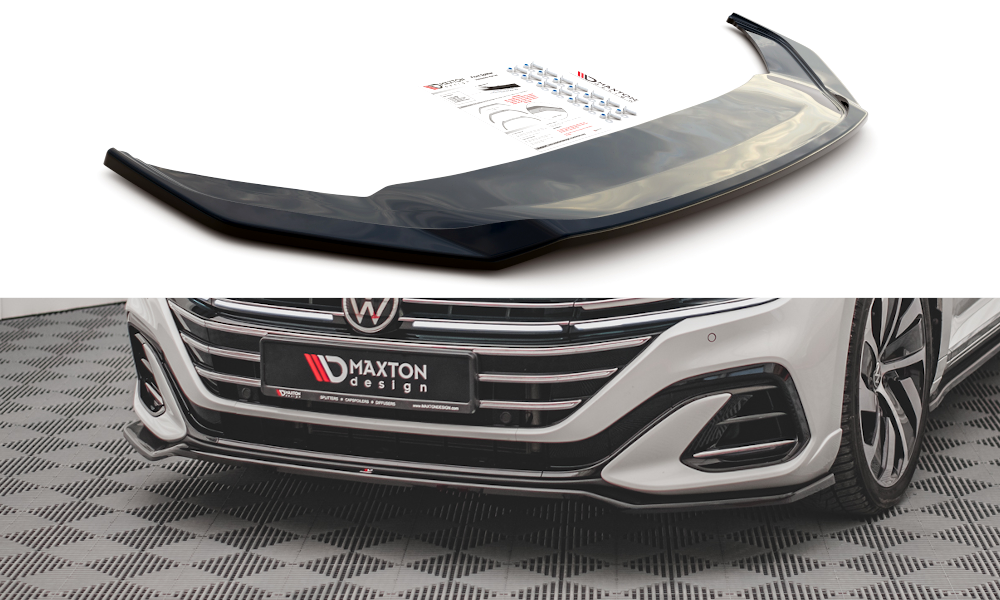 Street+ Spoilerlippe Front Ansatz V.3 passend für VW Arteon R-Line Limousine / Shooting Brake Mk1 Facelift schwarz Hochglanz – Ansicht 2
