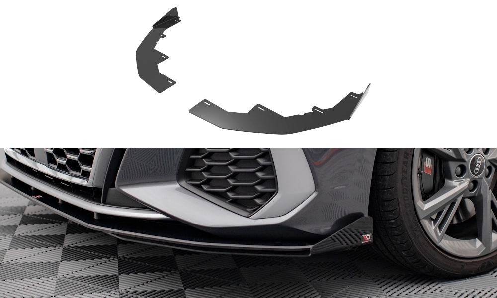 Front Stoßstange Flaps passend für Audi S3/A3 S-Line 8Y schwarz Hochglanz – Ansicht 2