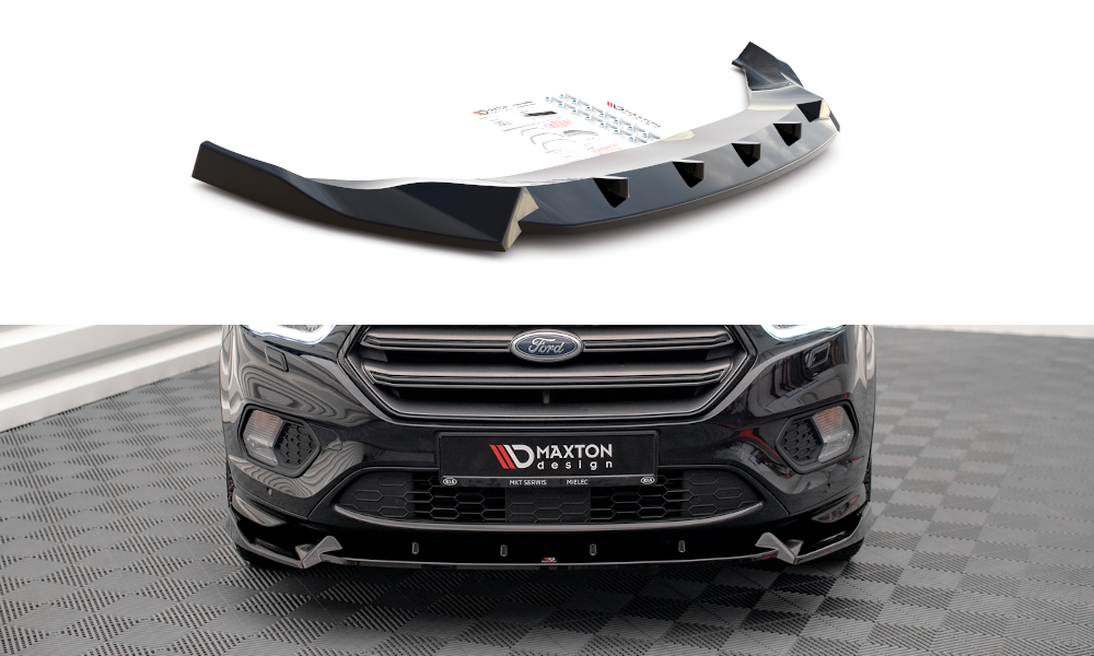 Street+ Spoilerlippe Front Ansatz V.2 passend für Ford Escape ST-Line Mk3 schwarz Hochglanz – Ansicht 2