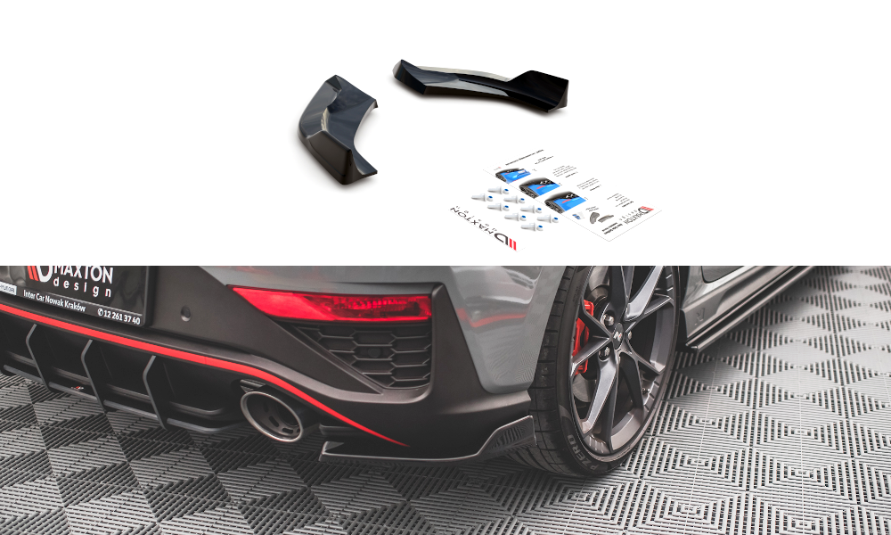 Heck Ansatz Flaps Diffusor V.3 passend für Hyundai I30 N Hatchback Mk3 Facelift schwarz Hochglanz – Ansicht 2