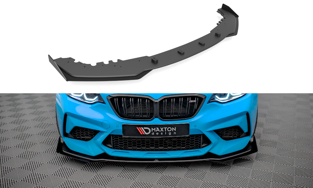 Street Pro Street+ Spoilerlippe Front Ansatz passend für + Flaps passend für V.1 + Flaps BMW M2 Competition F87 schwarz Hochglanz – Ansicht 2