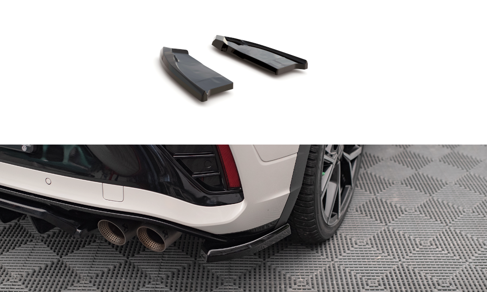 Heck Ansatz Flaps Diffusor passend für VW T-Roc R / R-Line Mk1 Facelift schwarz Hochglanz – Ansicht 2