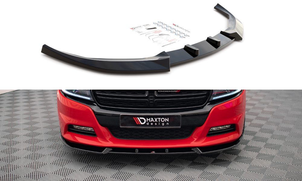 Street+ Spoilerlippe Front Ansatz V.1 passend für Dodge Charger RT Mk7 Facelift schwarz Hochglanz – Ansicht 2