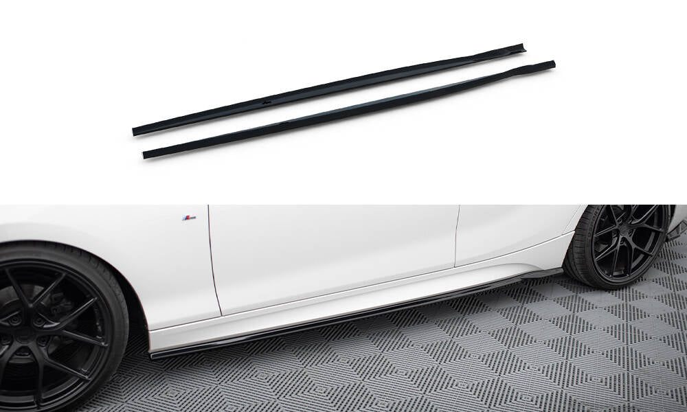 Street+ Seitenschweller Leisten passend für V.5 BMW 1er M-Paket / M140i F20 Facelift schwarz Hochglanz – Ansicht 2